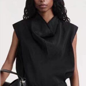 Toteme FOLD NECK SLEEVELESS BLOUSE